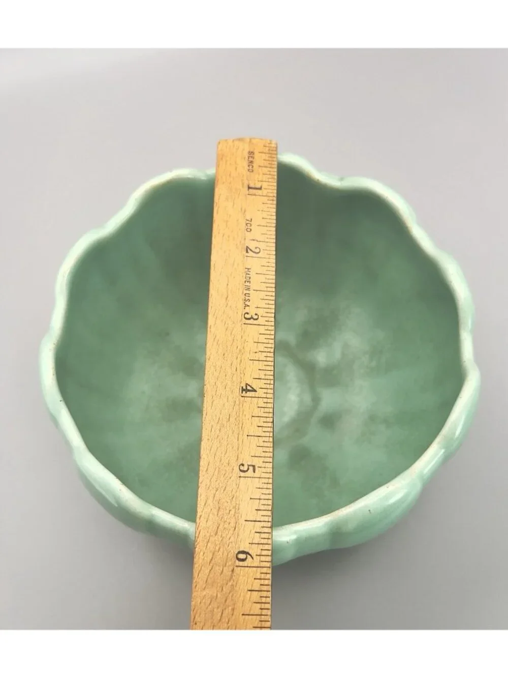 Vintage Camark Pottery Lotus Bowl Planter 620 Matte Seafoam Green Scalloped